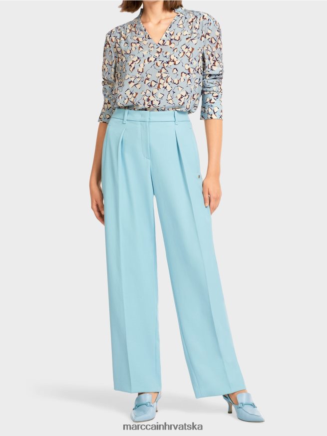 atmosferski plava Marc Cain lagane hlače s prešanim naborima odjeća 4D66P4734