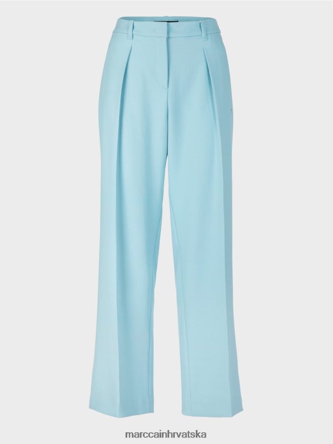 atmosferski plava Marc Cain lagane hlače s prešanim naborima odjeća 4D66P4734