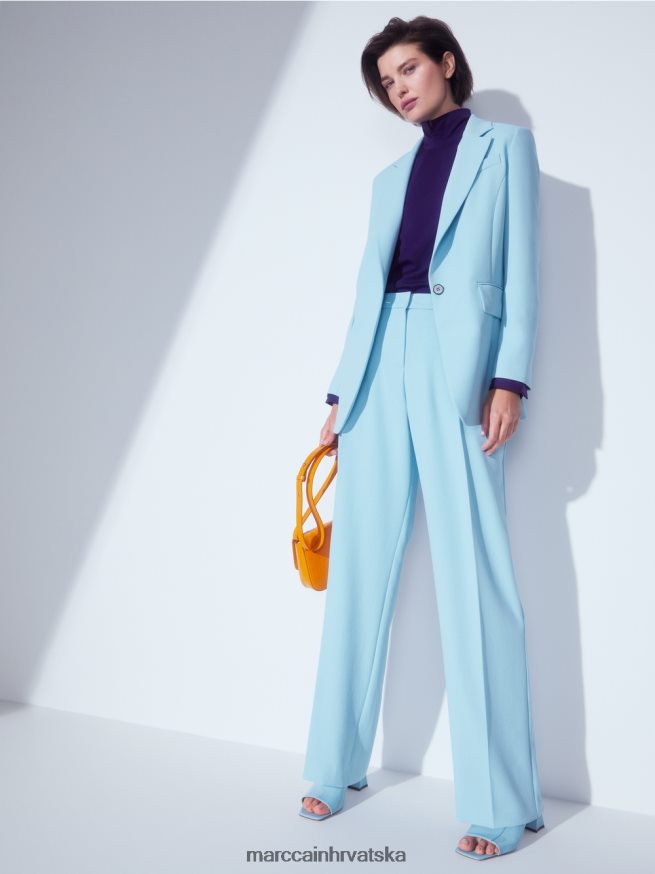 atmosferski plava Marc Cain lagane hlače s prešanim naborima odjeća 4D66P4734