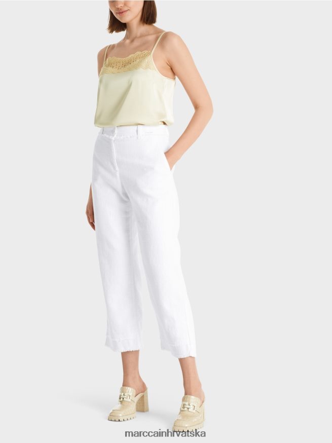 bijela Marc Cain hlače s resama u lanenom izgledu odjeća 4D66P4619