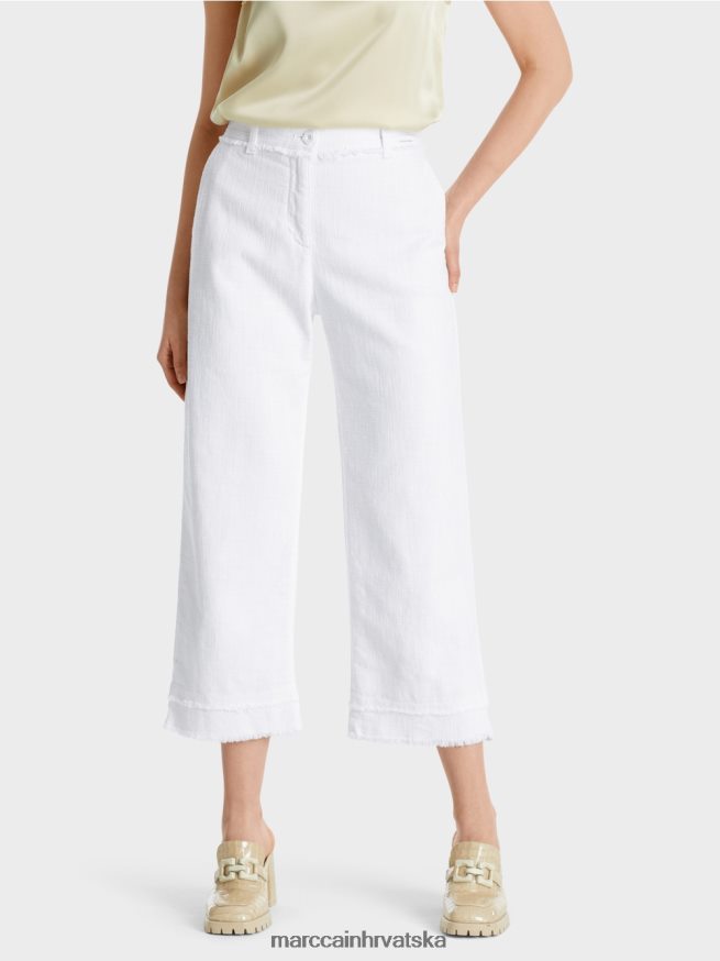 bijela Marc Cain hlače s resama u lanenom izgledu odjeća 4D66P4619
