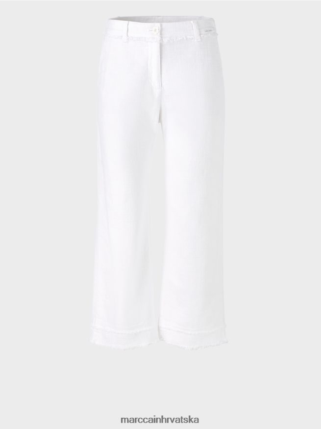 bijela Marc Cain hlače s resama u lanenom izgledu odjeća 4D66P4619