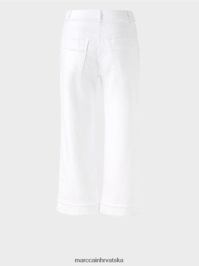 bijela Marc Cain hlače s resama u lanenom izgledu odjeća 4D66P4619