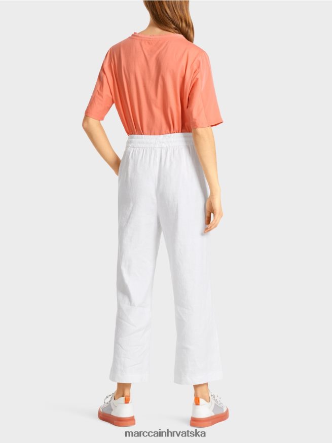 bijela Marc Cain ležerne ljetne hlače od mješavine lana odjeća 4D66P4626