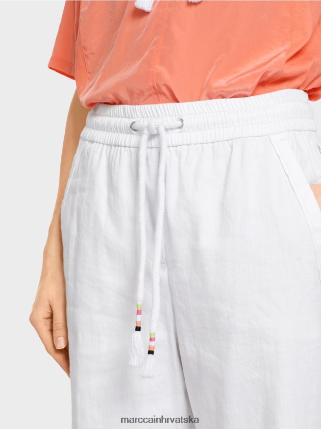 bijela Marc Cain ležerne ljetne hlače od mješavine lana odjeća 4D66P4626