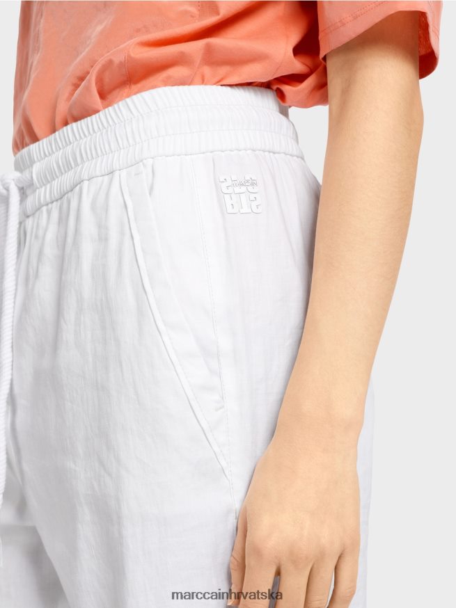 bijela Marc Cain ležerne ljetne hlače od mješavine lana odjeća 4D66P4626