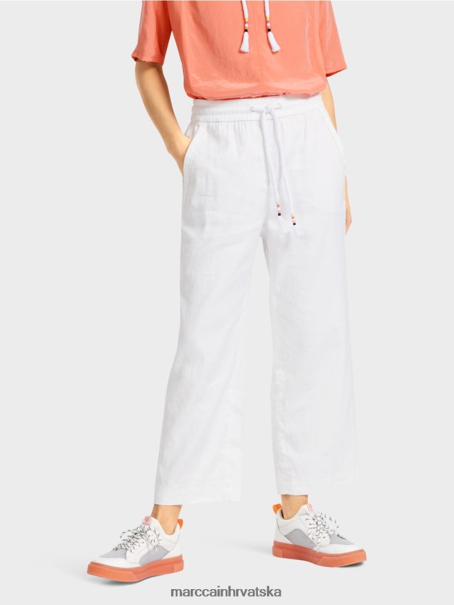 bijela Marc Cain ležerne ljetne hlače od mješavine lana odjeća 4D66P4626