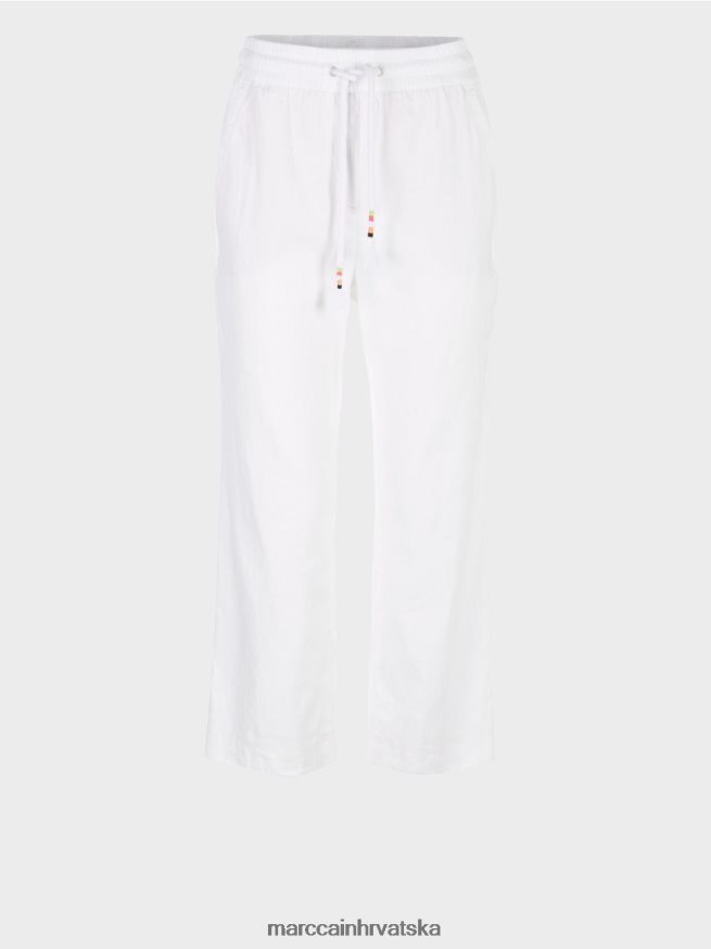 bijela Marc Cain ležerne ljetne hlače od mješavine lana odjeća 4D66P4626