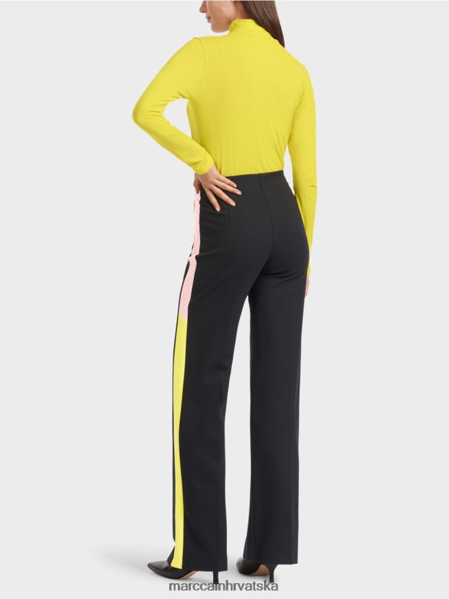 crno Marc Cain motalica za hlače s prugama od pletenice odjeća 4D66P4592