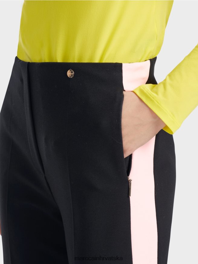 crno Marc Cain motalica za hlače s prugama od pletenice odjeća 4D66P4592