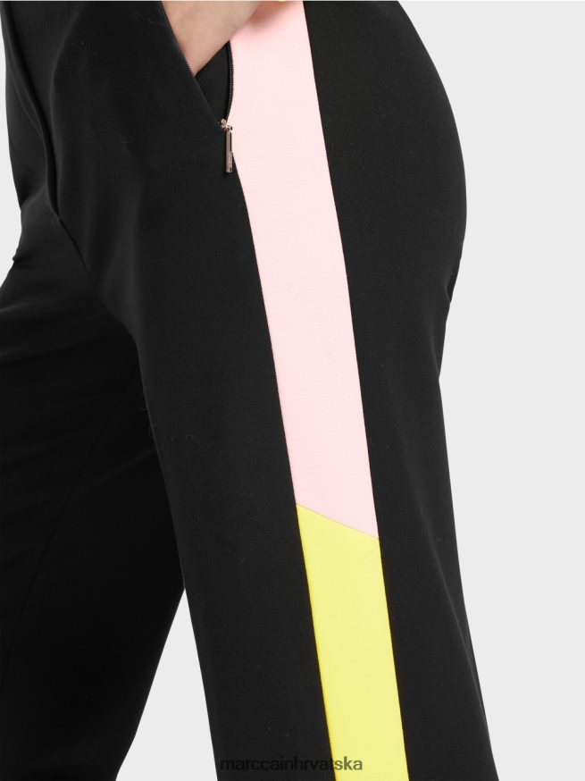 crno Marc Cain motalica za hlače s prugama od pletenice odjeća 4D66P4592