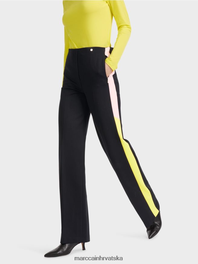 crno Marc Cain motalica za hlače s prugama od pletenice odjeća 4D66P4592