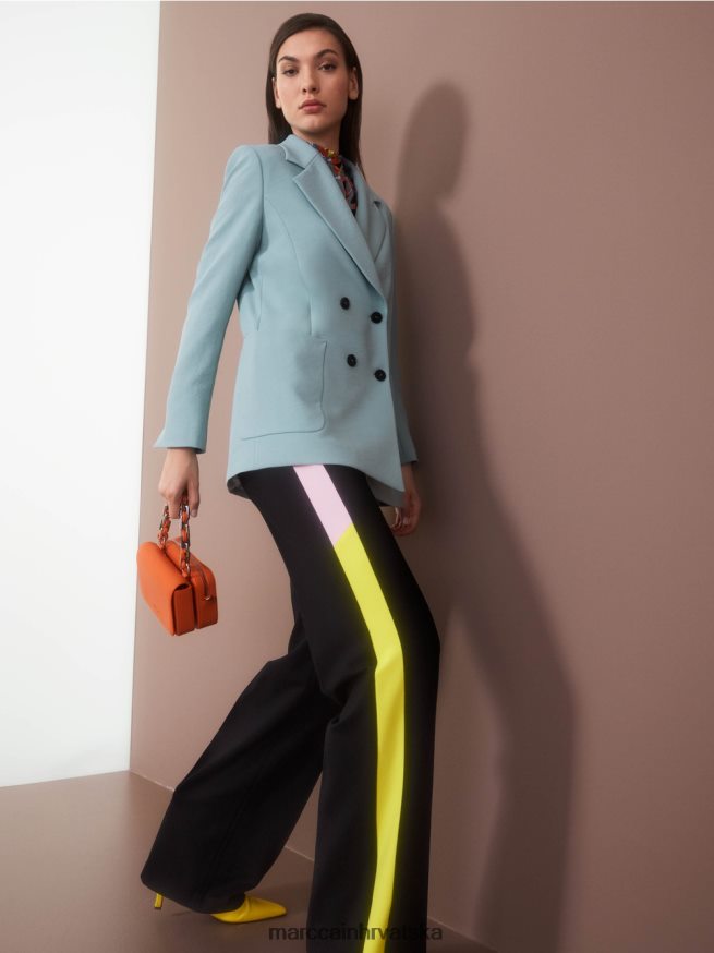 crno Marc Cain motalica za hlače s prugama od pletenice odjeća 4D66P4592