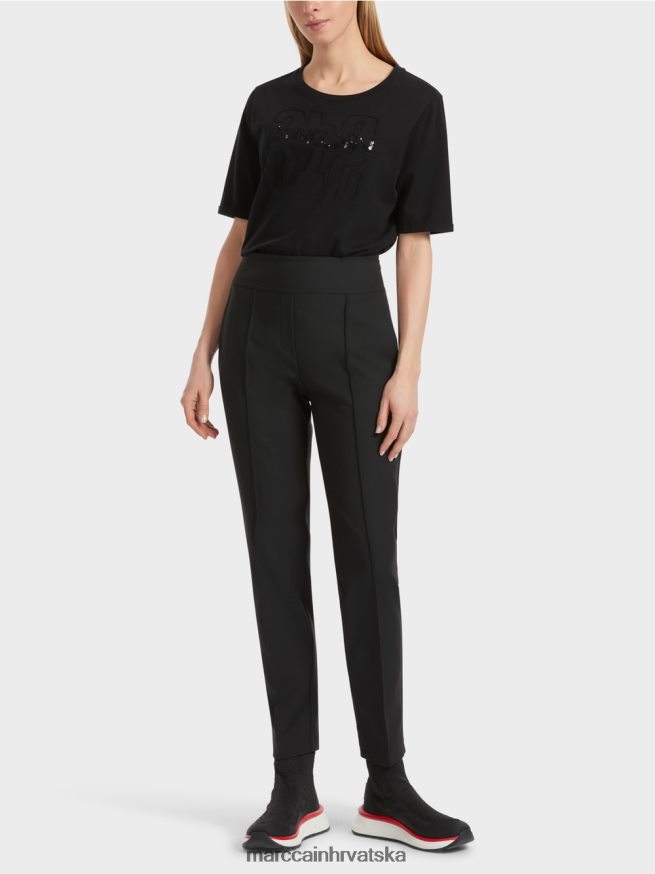 crno Marc Cain slivene hlače s patentnim zatvaračem sa strane odjeća 4D66P4540