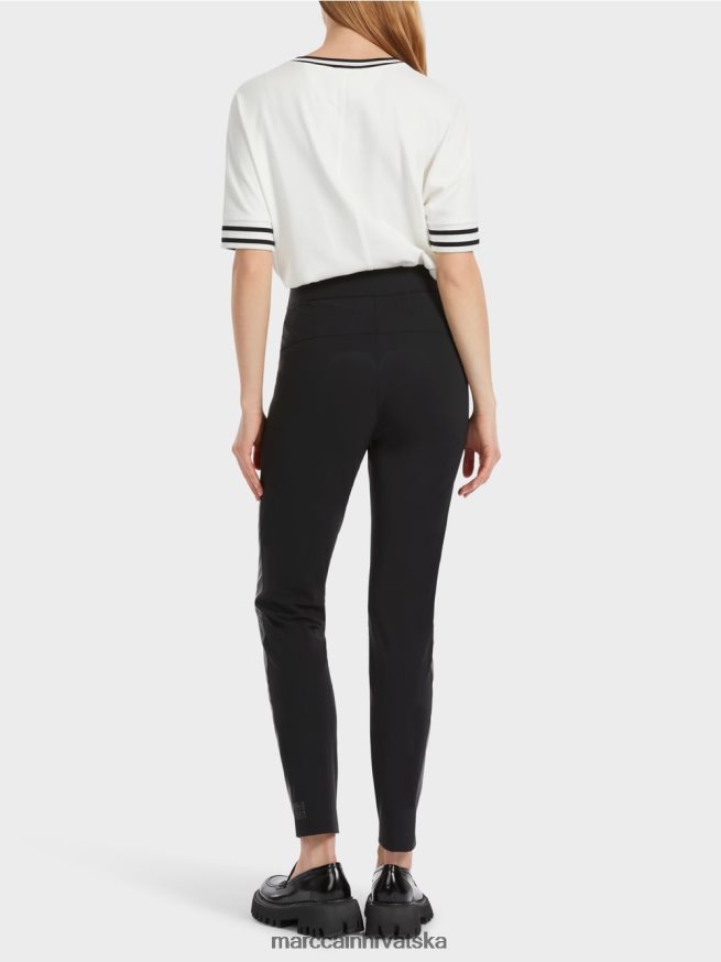 crno Marc Cain zabavne kožne sinnar hlače odjeća 4D66P4533