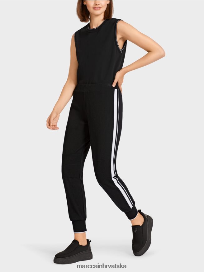 crno i bijelo Marc Cain "rethink together" hlače s prugama odjeća 4D66P4711