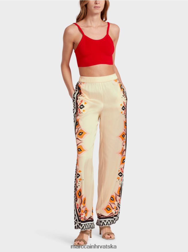 duboka crvena Marc Cain hlače od viskoze s miješanim uzorcima odjeća 4D66P4606