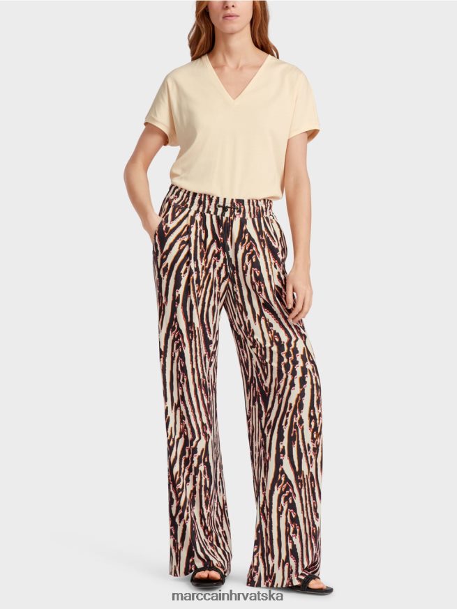 duboka crvena Marc Cain nabrane hlače s jogger pojasom odjeća 4D66P4614