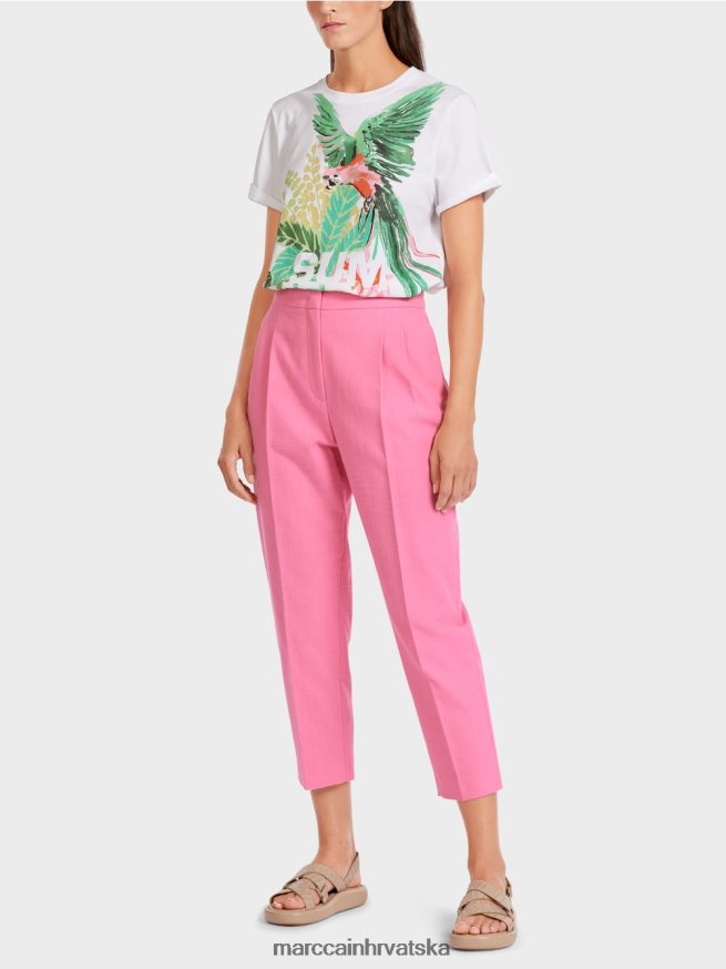 jarko ružičasta Marc Cain hlače u lanenom izgledu odjeća 4D66P4700