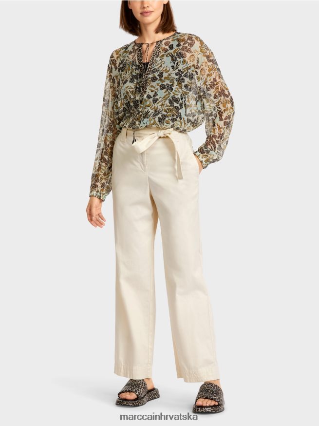 krema u prahu Marc Cain "rethink together" hlače u stilu paperbag odjeća 4D66P4694