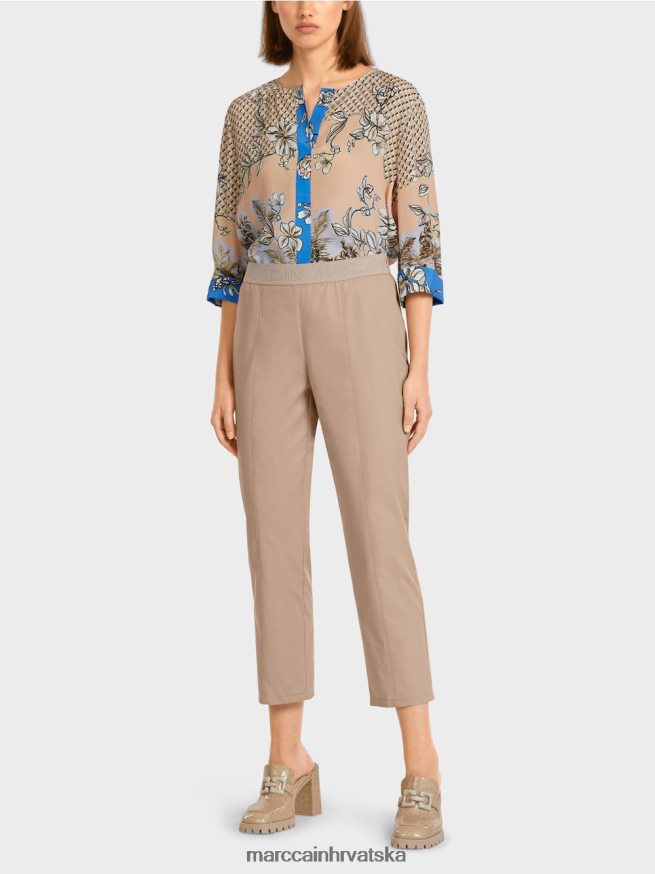 meka taupe Marc Cain hlače s elastičnim pojasom odjeća 4D66P4687