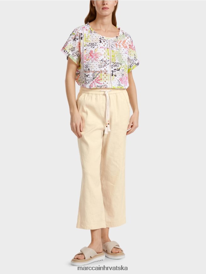 meko rublje Marc Cain ležerne ljetne hlače od mješavine lana odjeća 4D66P4629