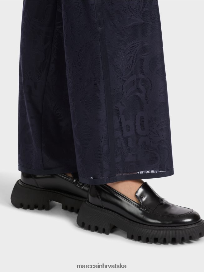 ponoćno plava Marc Cain welby hlače širokih nogavica od čipke od tila odjeća 4D66P4543