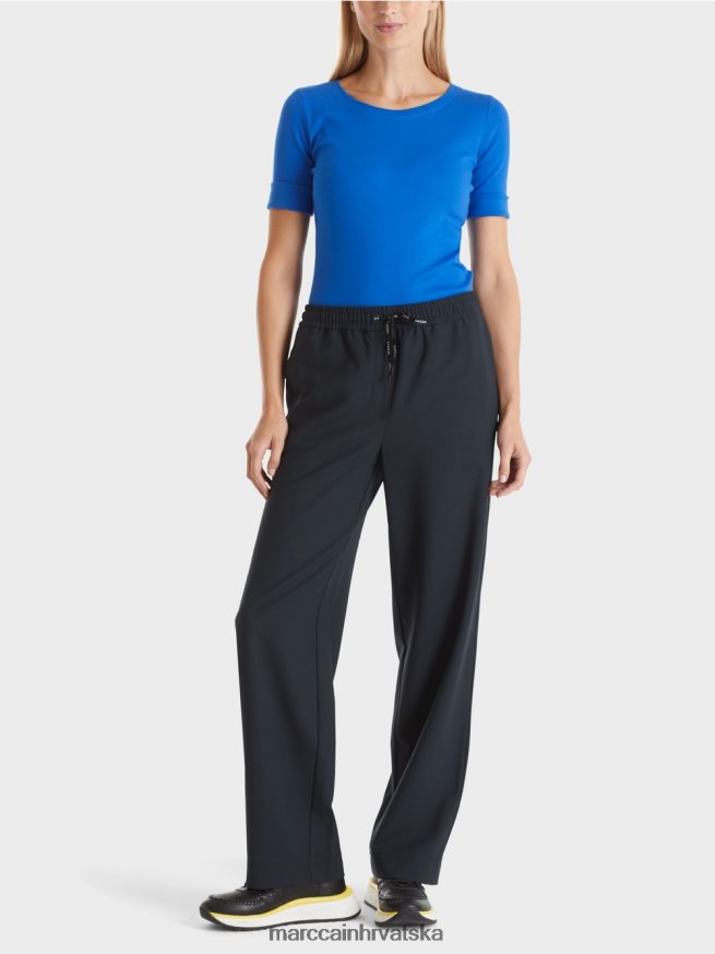 ponoćno plava Marc Cain welby hlače širokih nogavica u struku odjeća 4D66P4524