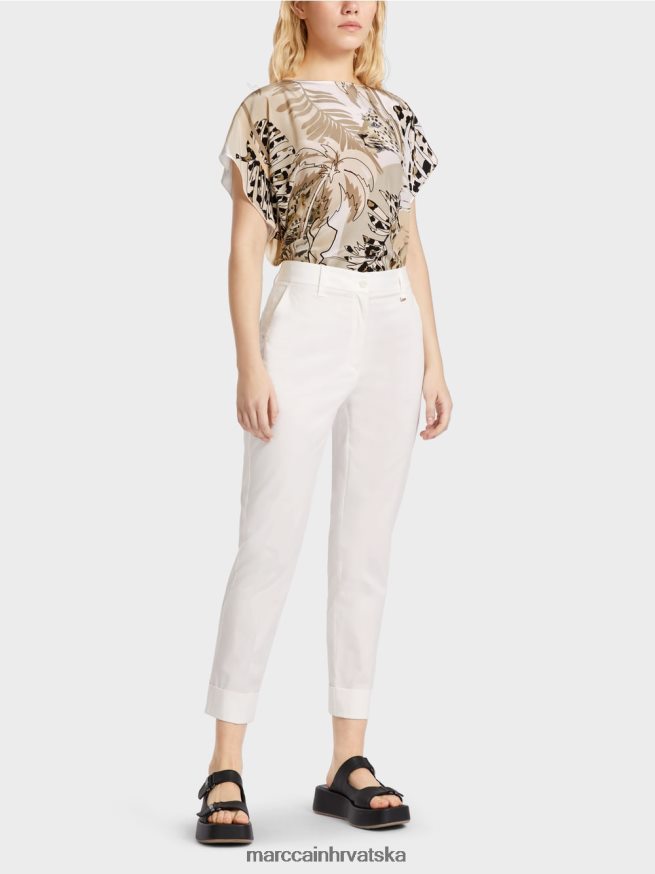 prljavo bijela Marc Cain franka hlače s naborom i manžetom odjeća 4D66P4659