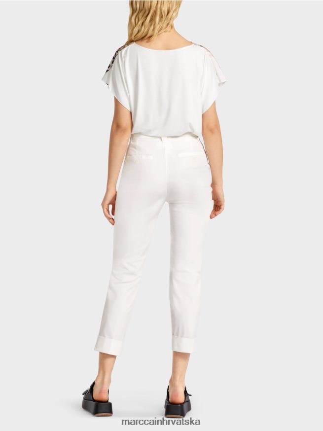 prljavo bijela Marc Cain franka hlače s naborom i manžetom odjeća 4D66P4659