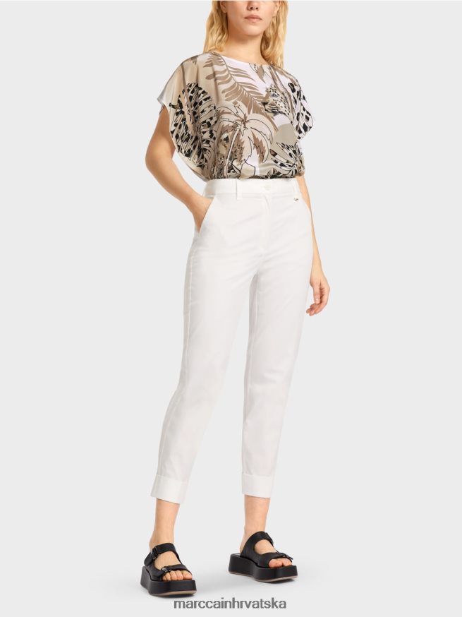 prljavo bijela Marc Cain franka hlače s naborom i manžetom odjeća 4D66P4659