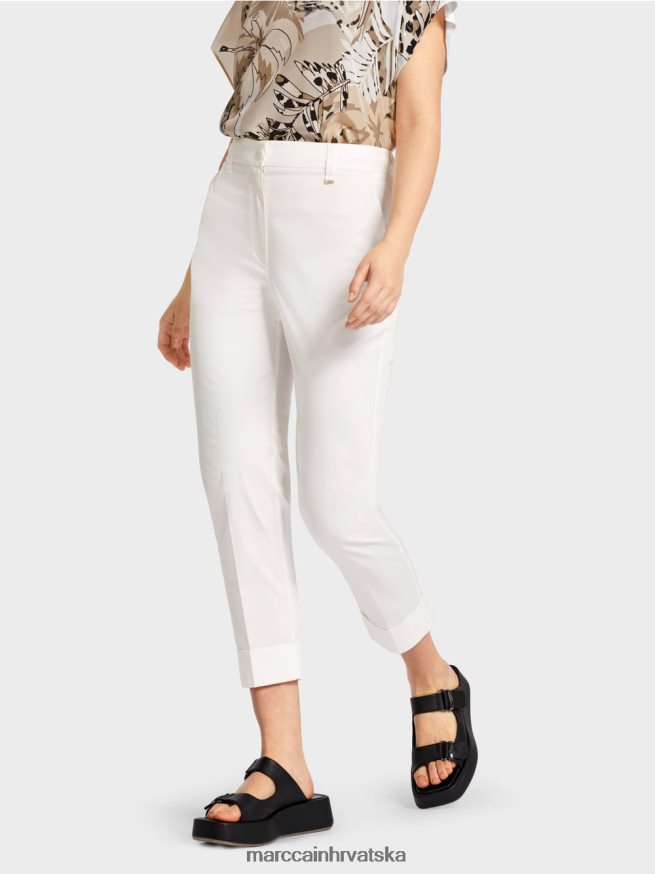 prljavo bijela Marc Cain franka hlače s naborom i manžetom odjeća 4D66P4659