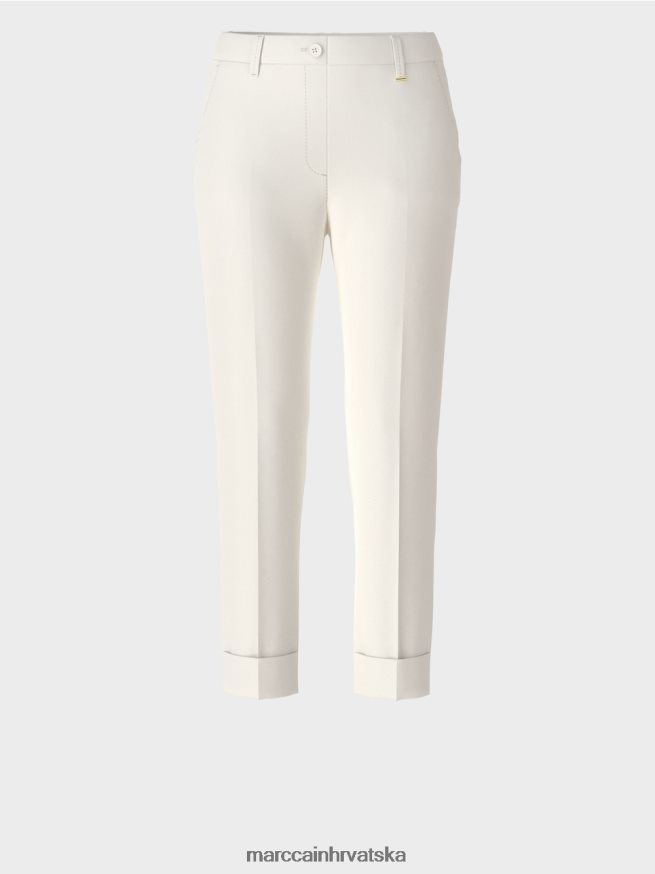 prljavo bijela Marc Cain franka hlače s naborom i manžetom odjeća 4D66P4659