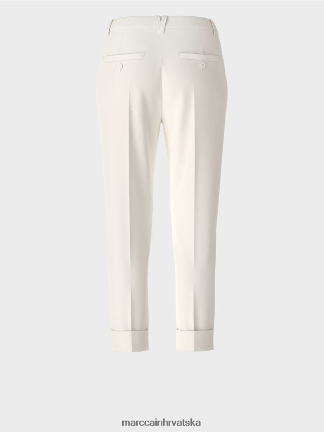 prljavo bijela Marc Cain franka hlače s naborom i manžetom odjeća 4D66P4659