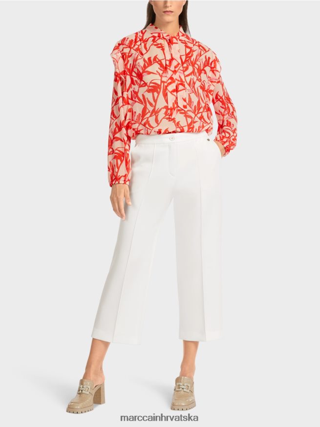 prljavo bijela Marc Cain hlače s gornjim prošivenim prešanim naborom odjeća 4D66P4699