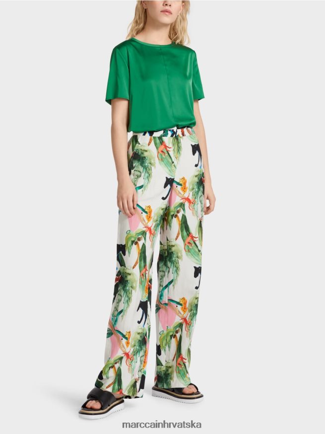 prljavo bijela Marc Cain wukari hlače s tropskim motivom odjeća 4D66P4650