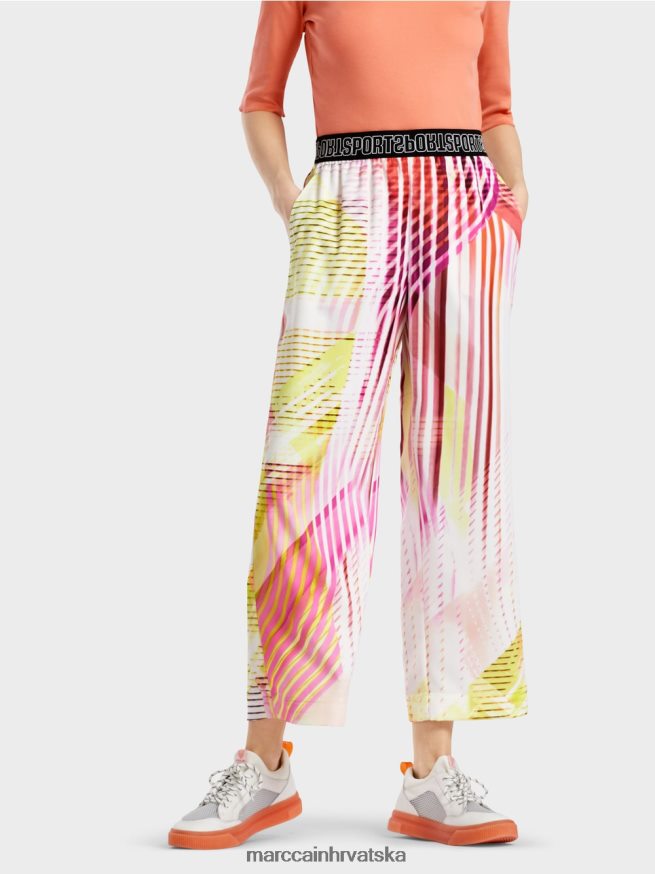 svijetla limetada Marc Cain šarene prugaste hlače u ležernom kroju odjeća 4D66P4616