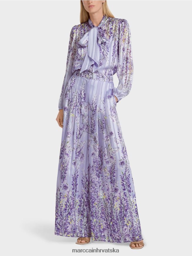 svijetli lila Marc Cain široke hlače s printom glicinije odjeća 4D66P4630