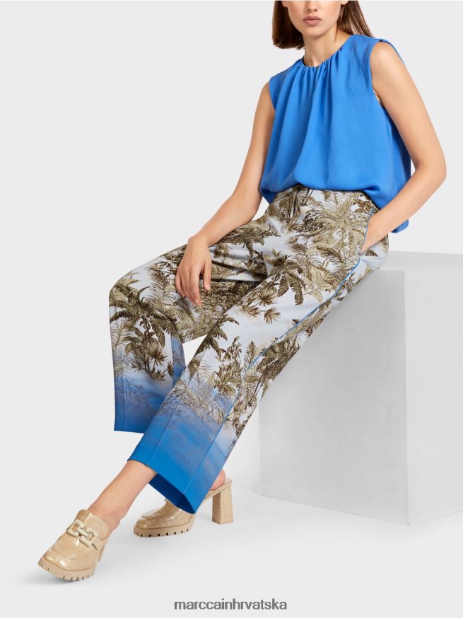 svijetlo puder plava Marc Cain hlače s dizajnom dlana odjeća 4D66P4693