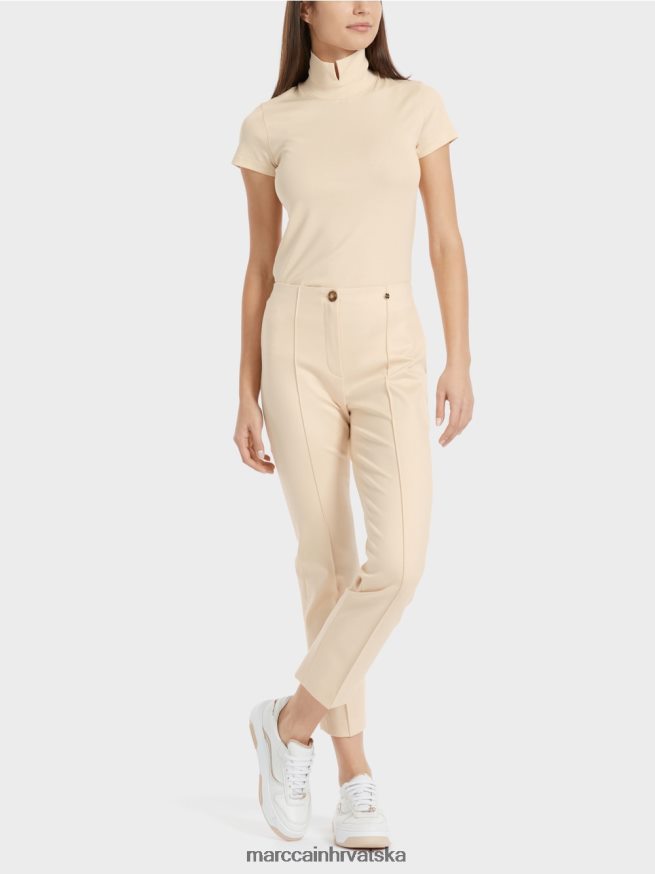 tamna krema Marc Cain elegantne hlače od žerseja sydney odjeća 4D66P4593