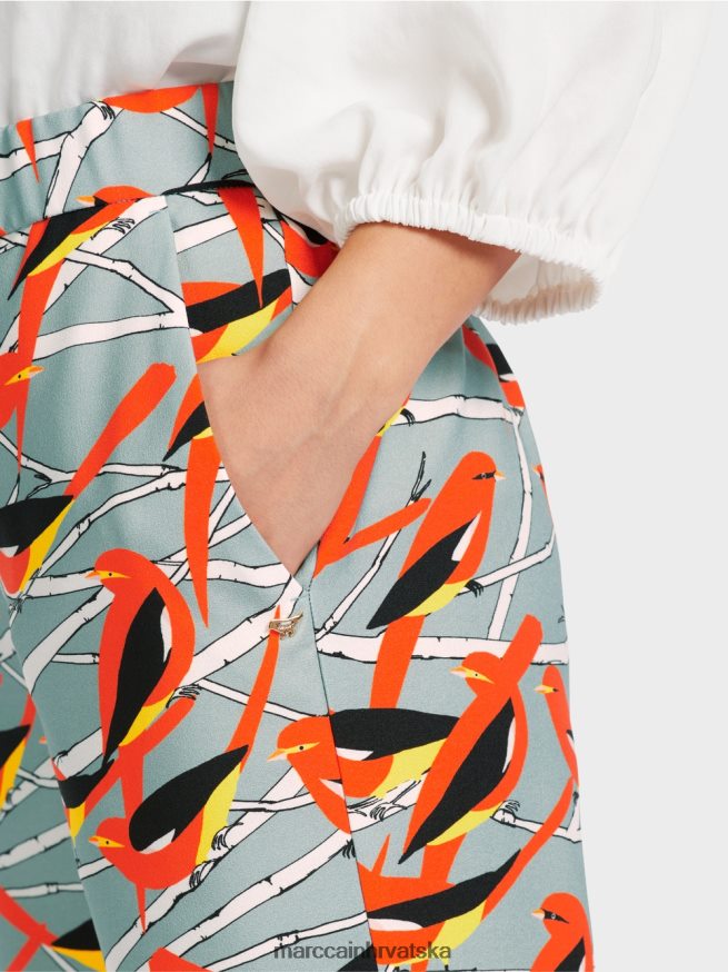 tamno nebesko plavo Marc Cain hlače s dizajnom ptica washington odjeća 4D66P4580