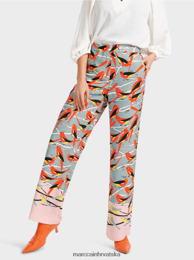 tamno nebesko plavo Marc Cain hlače s dizajnom ptica washington odjeća 4D66P4580