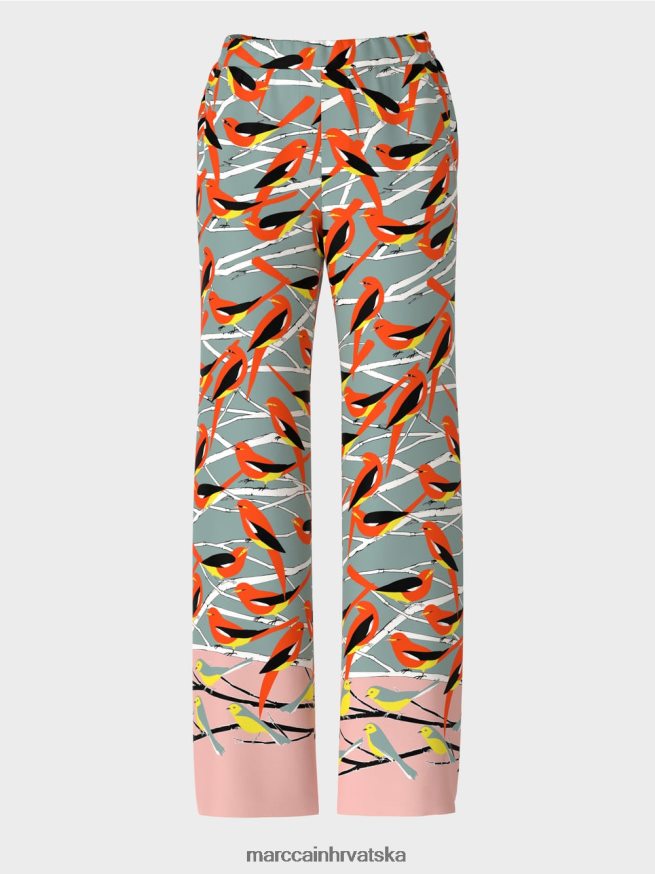 tamno nebesko plavo Marc Cain hlače s dizajnom ptica washington odjeća 4D66P4580