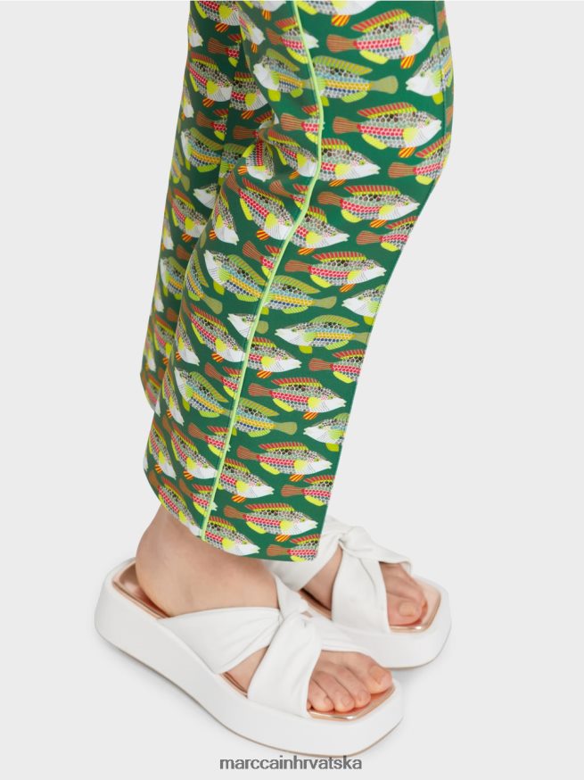 tamno zelene mahovine Marc Cain frederica hlače od žerseja sa životinjskim printom odjeća 4D66P4668