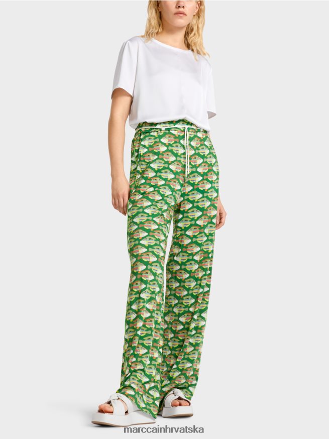 tamno zelene mahovine Marc Cain warrington hlače od žerseja od viskoze odjeća 4D66P4653