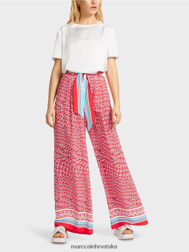 vatreno crveno Marc Cain winnipeg hlače širokih nogavica odjeća 4D66P4669