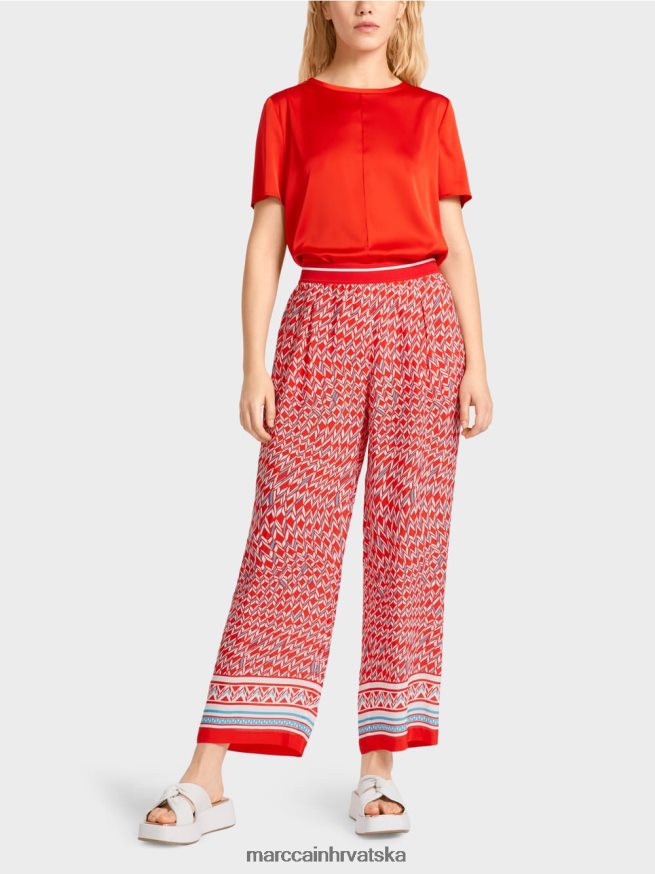 vatreno crveno Marc Cain witten hlače u dizajnu sedamdesetih odjeća 4D66P4672