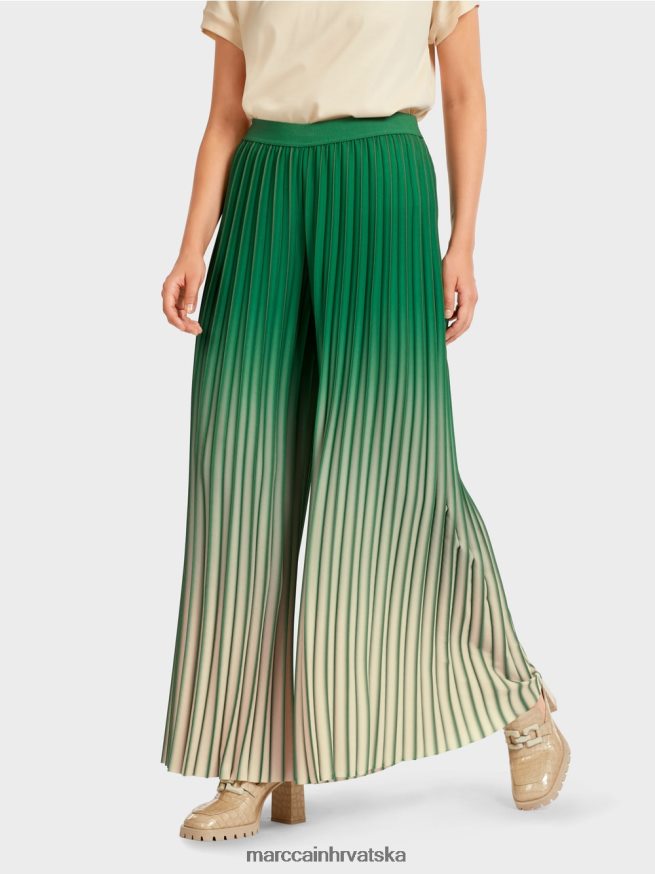 zelena mahovina Marc Cain plisirane hlače sa živim prijelazom boja odjeća 4D66P4719