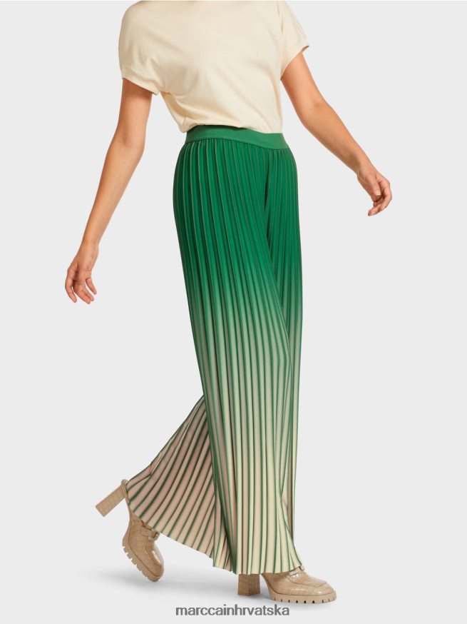 zelena mahovina Marc Cain plisirane hlače sa živim prijelazom boja odjeća 4D66P4719