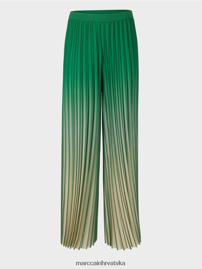 zelena mahovina Marc Cain plisirane hlače sa živim prijelazom boja odjeća 4D66P4719